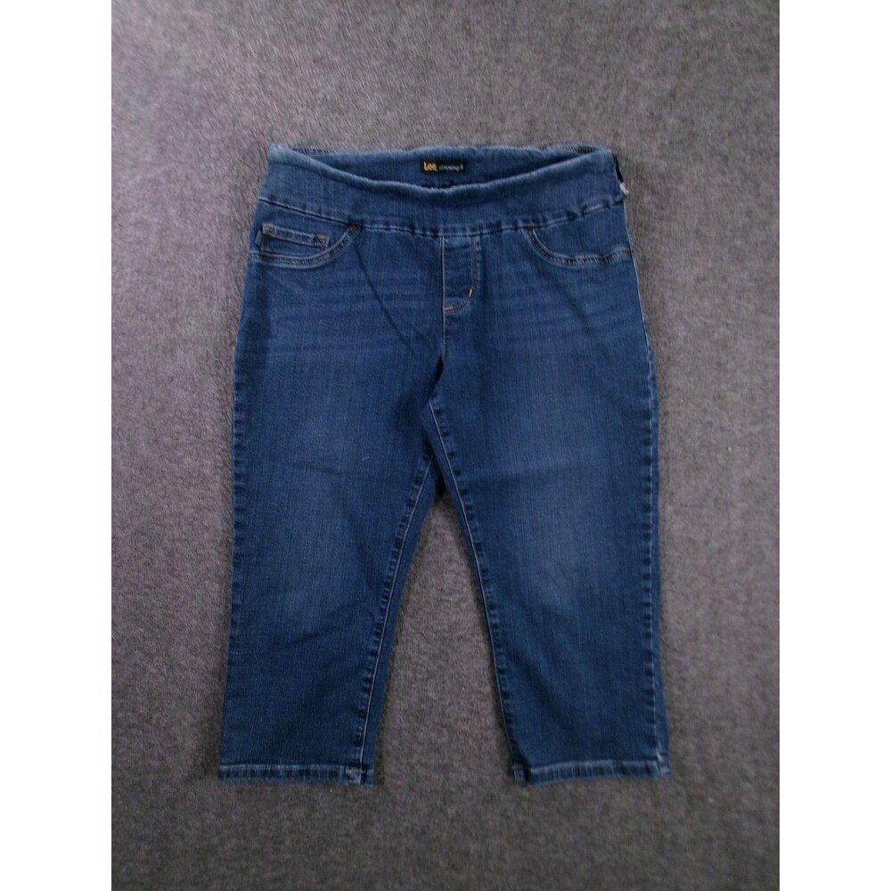 Lee Jeans Womens 8 Petite Slimming Fit Cropped Pull On Skinny Blue Ankle Stretch
